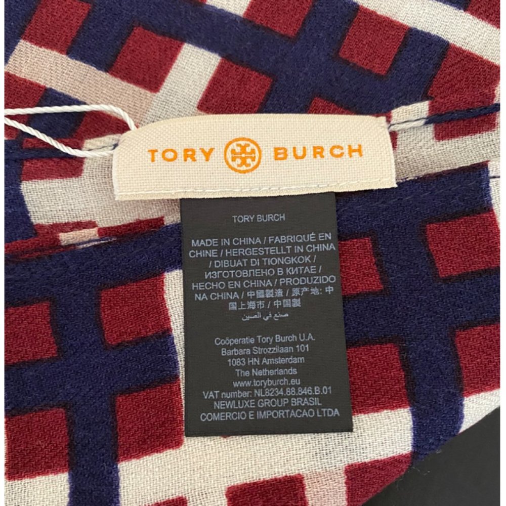 Tory Burch Princess Plaid Oblong Multicolor Scarf - Picture 5 of 5